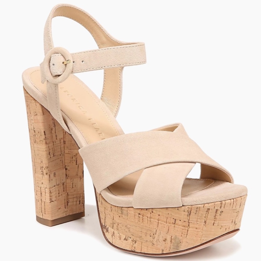🌹VERONICA BEARD🌹 Lucille Cork Suede Platform Sandals Size: 9.5M